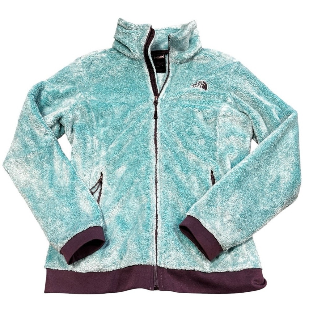 The North‎ Face Fleece Jacket Womens M Aqua Gray Full Zip Soft
